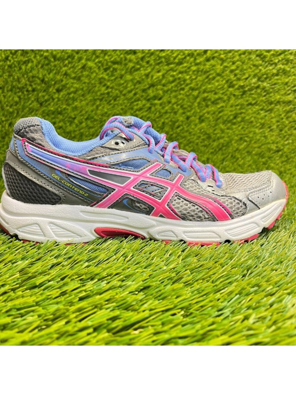 Asics Gel-Contend 2 Womens Size 6.5 Gray Pink Athletic Running Shoes Sneakers